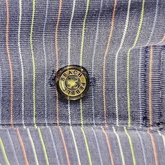 Pebble Beach Men's Golf Polo, Blue Striped Shirt, Size Large - Picture 3 of 6